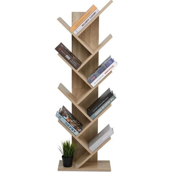 Bibliothèque Étagère de livres - Etagère Bibliothèque en bois - 9 étages - 60 kg de charge maximale - MONDEER