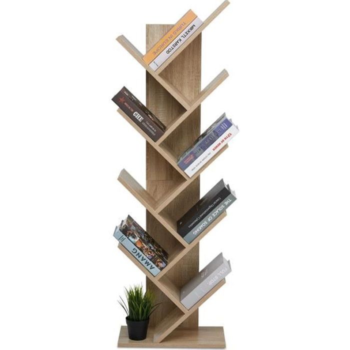 Bibliothèque Étagère de livres - Etagère Bibliothèque en bois - 9 étages -  60 kg de charge maximale - MONDEER - Cdiscount Maison