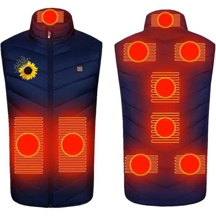 EQWLJWE Gilet Chauffant Pour Femmes Usb 4 Zones Chauffantes Sans Manches Imprimé Floral Gilet