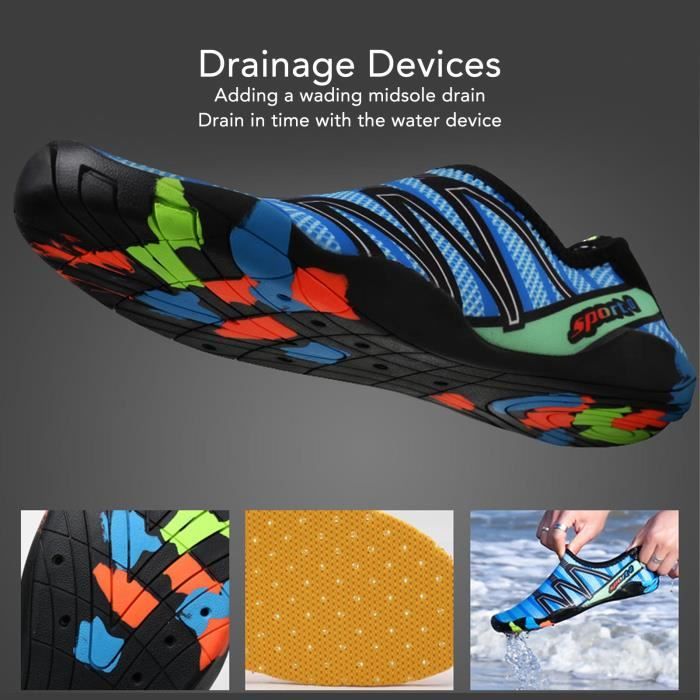 Chaussures d'eau Hommes - Natation Plage Surf - Bleu - Respirant et Antidérapant