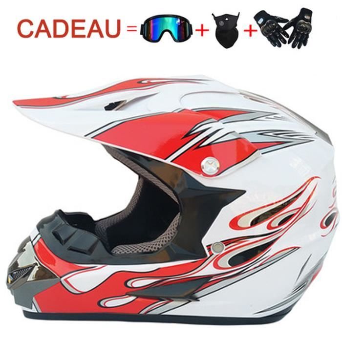 Casque Moto Cross Intégral Adulte & Enfant – Set Complet Avec Lunettes, Gants, Masque – Certifié DOT – Quad, VTT, MX