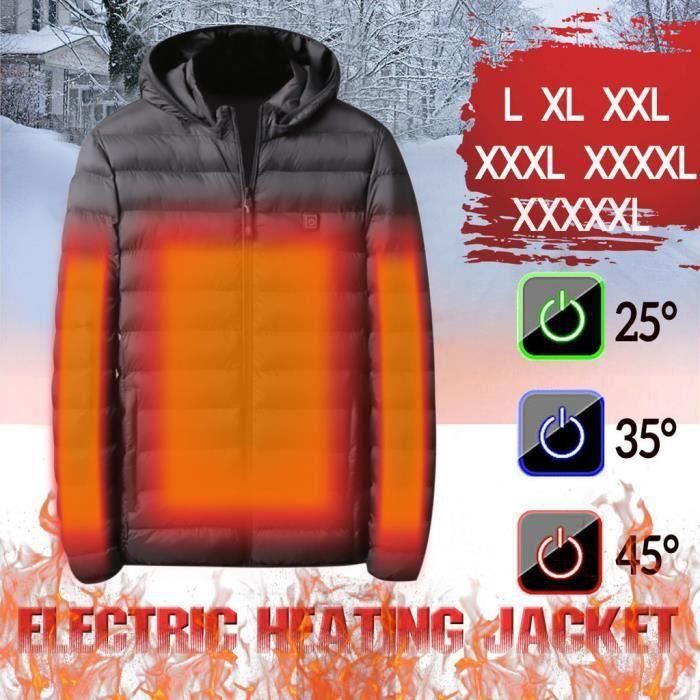 USB manteau chauffant électrique veste veste chauffante à capuche hiver  réchauffeur thermique hommes Noir Noir - Cdiscount Prêt-à-Porter