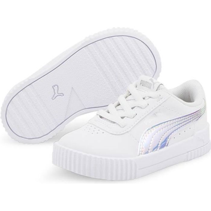 Chaussures de multisports fille Puma Carina Holo AC blanc argent