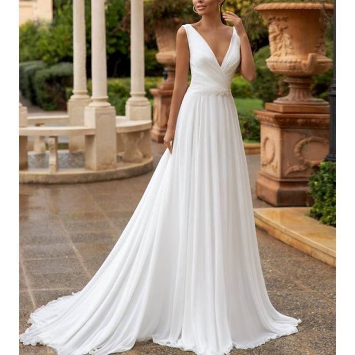 Mariée Bohème Robe Mariee Dos Nus FANDI® Sexy Col V Dentelle