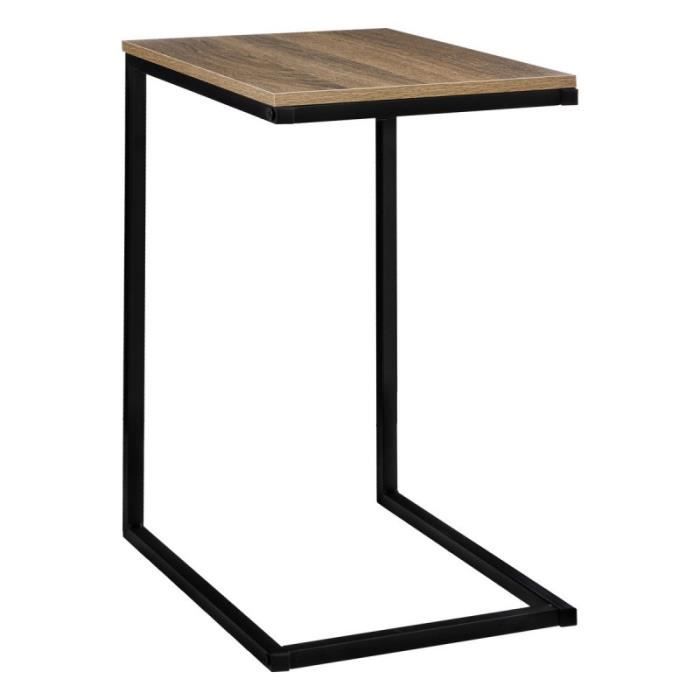Bout de canapé en bois coloris naturel foncé et métal coloris noir - longueur 45 x Profondeur 35 x Hauteur 66 cm
