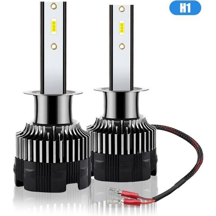Sycreek Ampoule LED H1 18000LM 6500K 400% Plus Lumineuse Mini H1 LED Kit de  Conversion de Voiture,sans Ventilateur,sans Polarité,Plug and