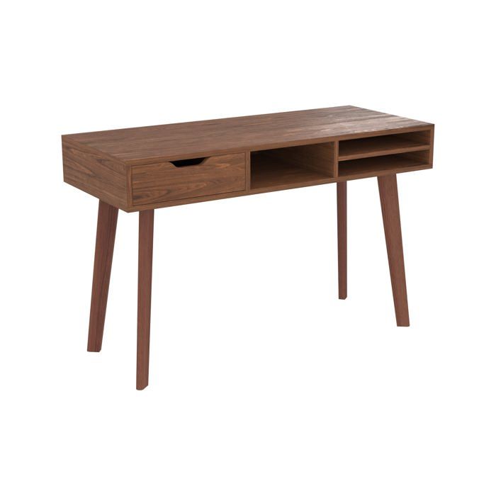 Bureau 1 tiroir et 3 niches en bois foncé - Moka - Maison Pavane