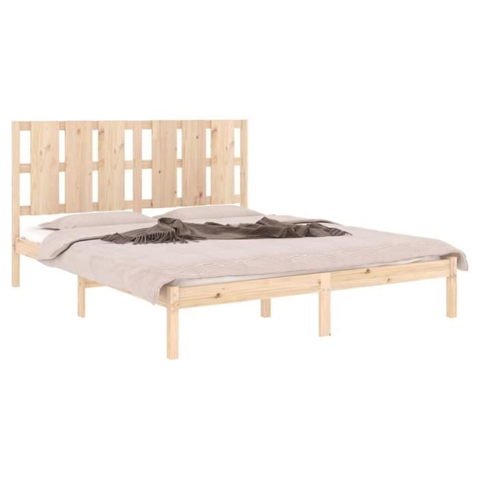 Cadre De Lit Métal 160x200 Cm Avec Sommier à Lattes Inclus - Hauteur 48 Cm, Espace De Rangement - Blanc
