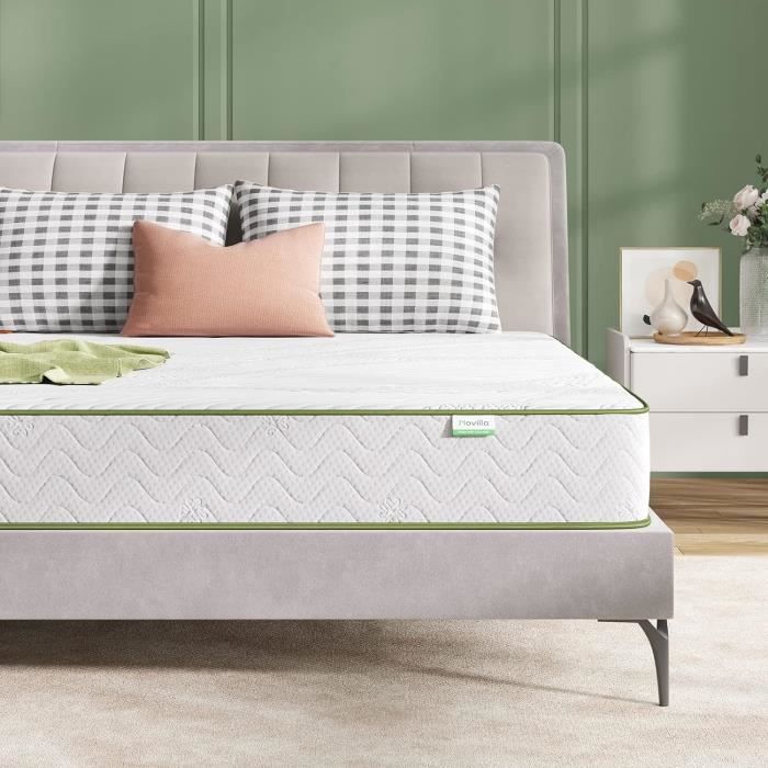 Matelas 90x200 Cm épais 25 Cm - Hybride Mémoire De Forme + Ressorts Ensachés, 8 Zones, Certifié Oeko-Tex - 9