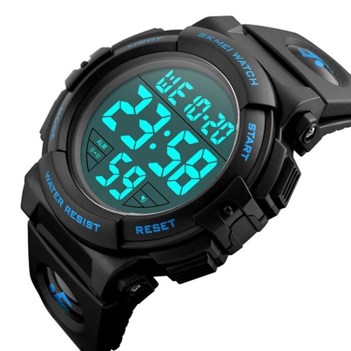 Montre homme sport digital étanche noir