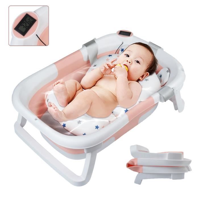 SINBIDE® Baignoire Pliable Bébé Pliante Évolutive avec Coussin de