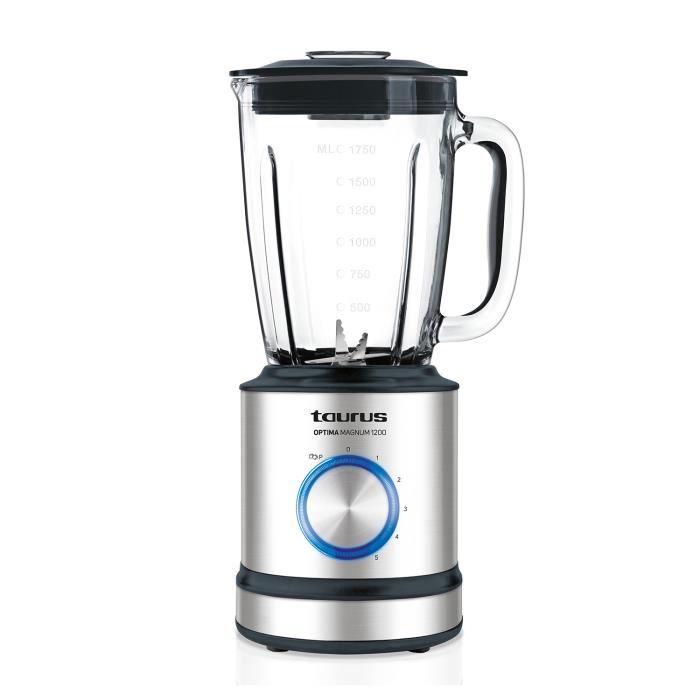Blender Taurus Optima Magnum 1200 de 1200W, 5 vitesses + Pulse, bol de 1,75L, 6 lames en inox, base anti-dérapeante