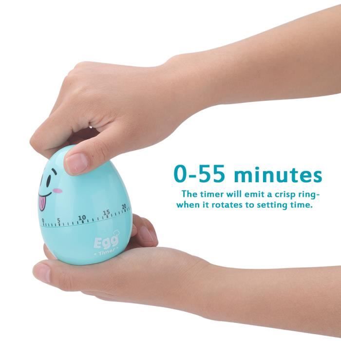 Minuteur Cuisine Mécanique En Forme D'Oeuf IKOPFLN - 60 Minutes - Jaune - Sans Pile - Alarme Rotative