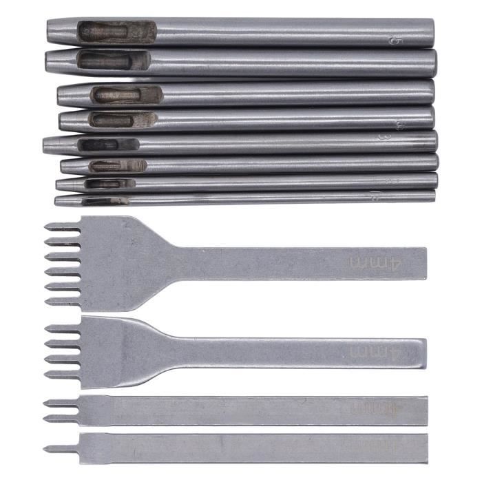Lot 8 Matrices Découpe Cuir Rectangulaires – Emporte-Pièces Acier Haut Carbone – Outils Artisanat Cuir & Carton – Pour Étiquettes, Ceintures, Portefeuilles
