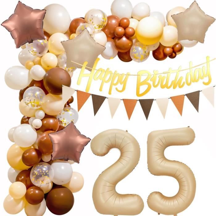 Ballon Géant Chiffre 25 Doré Pour Anniversaire - 101 Cm, En Aluminium, Réutilisable, Pour Décoration De Fête