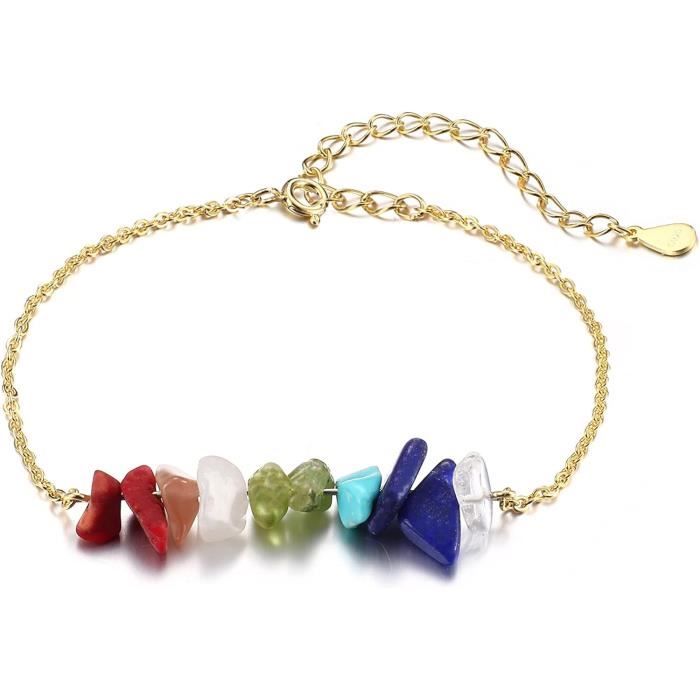 Bracelet En Argent Massif 925 Avec Pierres Multicolores - Poids 27.61g, Occasion