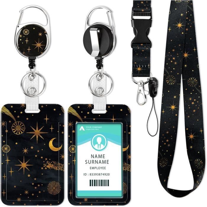 Porte-badge Tour De Cou Jjshund – Avec Porte-cartes Et Enrouleur, Motif Fleur Rouge