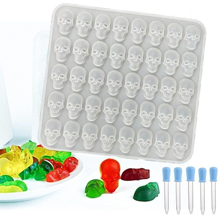 SCHYIDA 5 PCS Moules à Bonbons Silicone Oursons Dinosaures Cœurs - Avec Compte-Gouttes