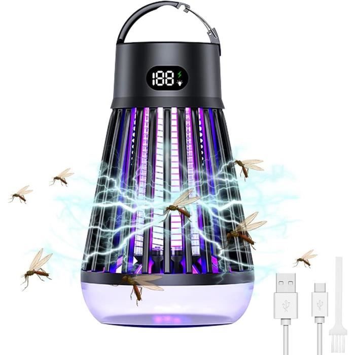 Anti Moustique électrique Lampe Anti-Moustique UV Dufuso - 2000V Rechargeable - IPX5 Étanche - Intérieur/Extérieur - Version 2025 Tueur Insectes Uv 2000v étanche