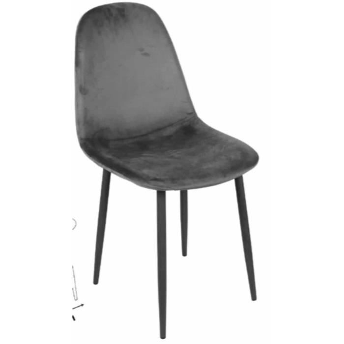 inoui - chaise en velours gris avec pieds en metal noir 44x53x88cm / assise : 33 cm