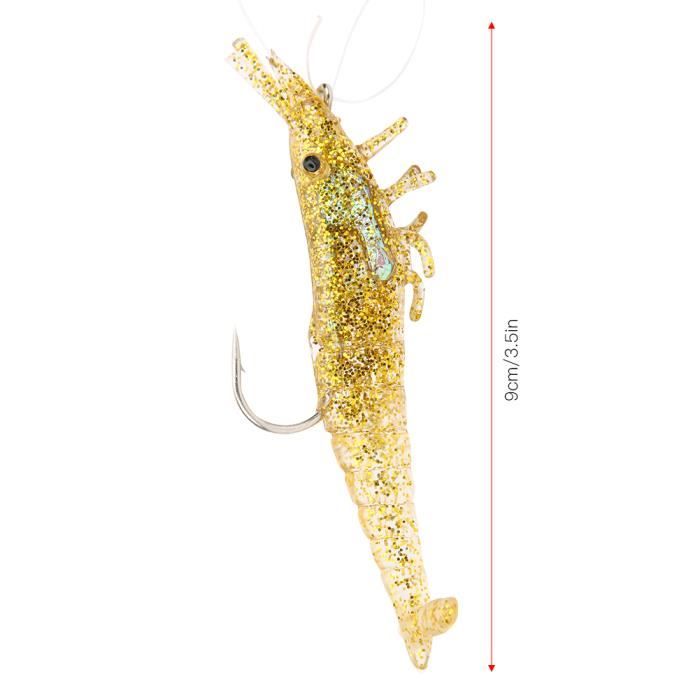 Lot De 4 Leurres Crevettes Lumineux Avec Hameçons - 6 Cm, Simulation Réaliste, Pour Pêche En Mer Et Eau Douce