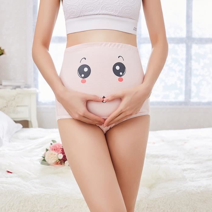 VGEBY Culotte de grossesse en coton ajustable femme enceinte (Rose 3XL)