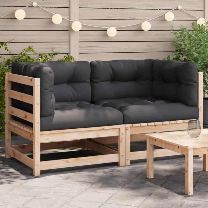 Salon de jardin avec coussins 5 pcs Bois d'acacia solide vidaXL | Leroy