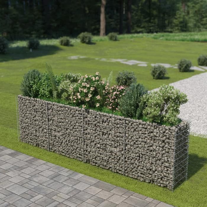 vidaXL Lit surélevé à gabion Acier galvanisé 360x50x100 cm - vue 3