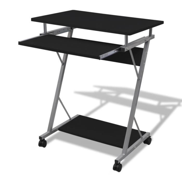 Table de bureau - VIDAXL - Bureau dordinateur compact avec plateau à clavier - Noir - Métal - Marron