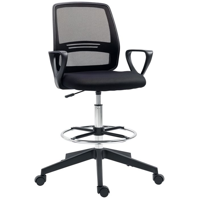 Fauteuil de bureau - Vinsetto - assise haute réglable - 68l x 66l x 100-120H cm - pivotant 360 - maille respirante - noir Fauteuil de bureau - Vinsetto - assise haute réglable - 68l x 66l x 100-120H cm - pivotant 360 - maille respirante - noir