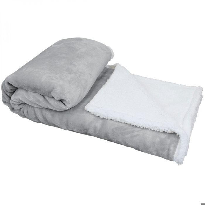 Couverture, plaid polaire 150 x 200 cm en flanelle et sherpa ultra doux - gris