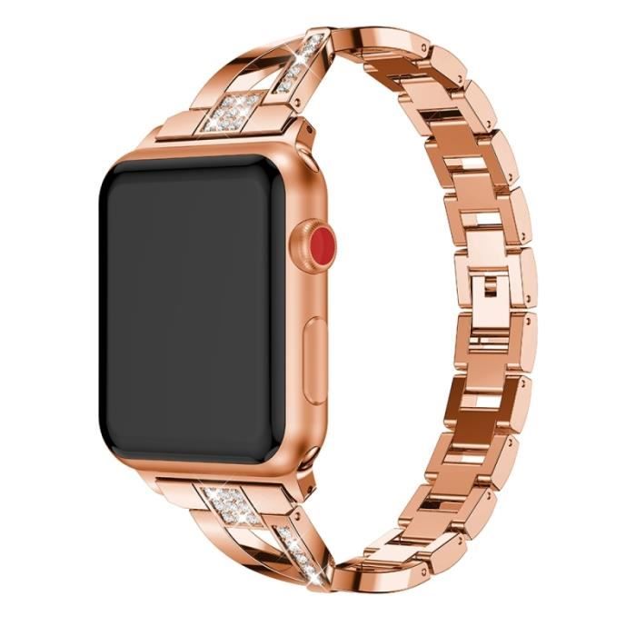 Wewoo Bracelet acier inoxydable Apple Watch Or - vue 2