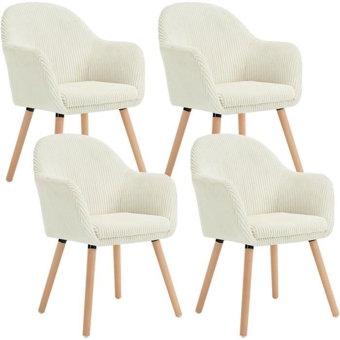 WOLTU Chaise de Salle à Manger Lot de 4 Chaise de Cuisine Ergonomique en Velours Côtelé Pieds en Bois Massif Beige W0ATT0207-4 WOLTU Chaise de Salle à Manger Lot de 4 Chaise de Cuisine Ergonomique en Velours Côtelé Pieds en Bois Massif Beige W0ATT0207-4