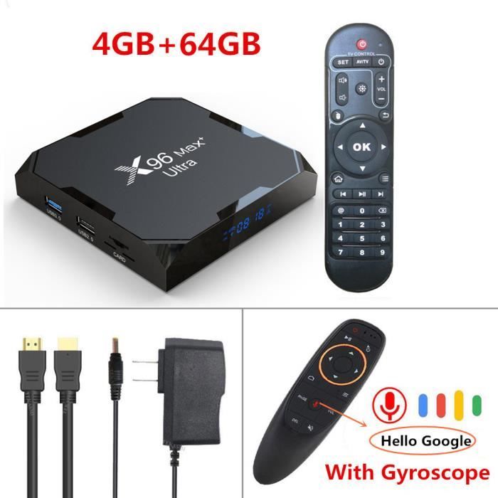 4g 64g Voice Gyro Rc Boîtier TV X96 Max Plus Ultra Android 11 Amlogic ...
