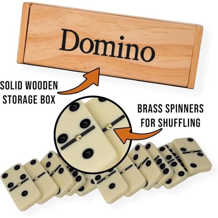 Mattera Lot de 6 dominos pour adultes dans un étui luxueux roi - Jeu