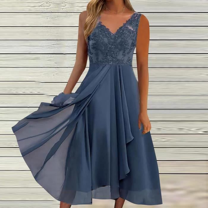 ROBE Robe de mode habiller grand ourlet l gante robe de soir e en
