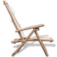 Chaise longue de jardin Bambou - Bains de soleil, Fauteuil de Jardin, Transat jardin - 62 x 86 x (71-91) cm-2