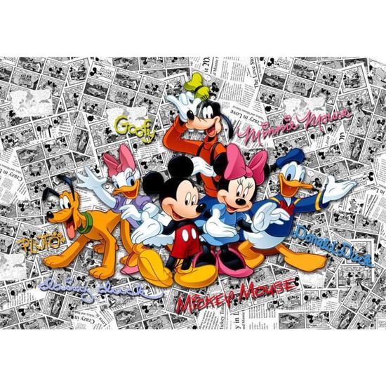 Papier Peint Xxl Mickey Fond Mixte Bd Blanc Disney 360x254 Cm