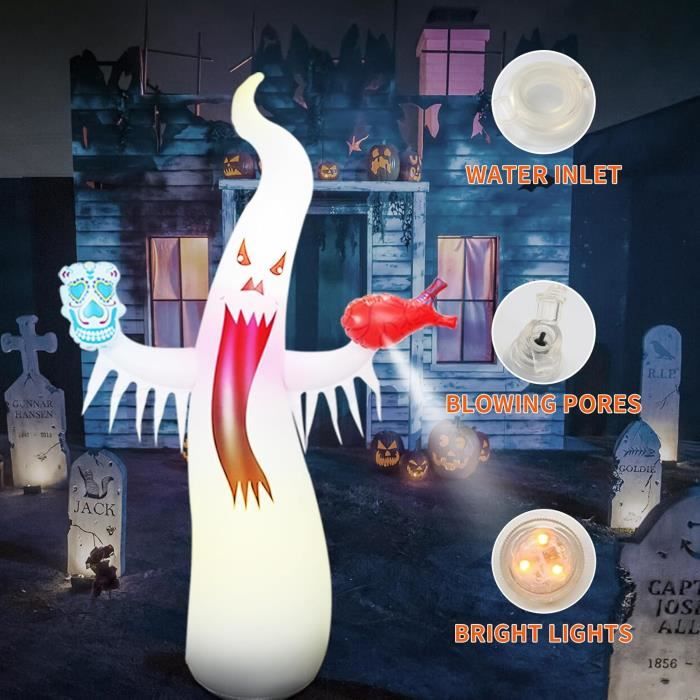 2 Décorations Fantômes Lumineuses Halloween à Suspendre - LED Blanc Chaud, 90 Cm, Pour Extérieur/intérieur, Jardin, Arbre