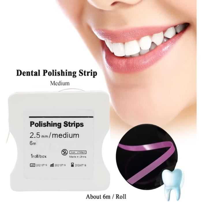 Papier abrasif dentaire, bandes de polissage dentaire, taille – 2,5 mm de  largeur – 6 m-rouleaux-boîte, Résine Dent Polissage A416 - Cdiscount  Bricolage