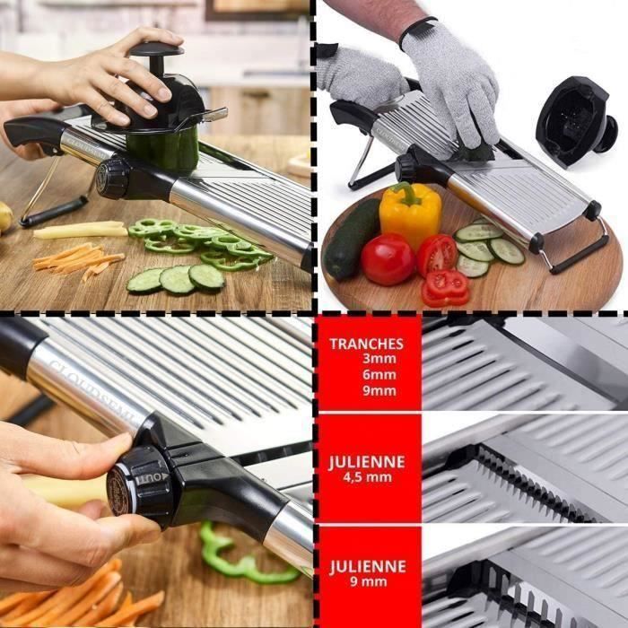 Mandoline électrique Professionnelle 150W 5 En 1 | 5 Tambours Coupe En Inox | Pour Légumes, Fruits, Fromage