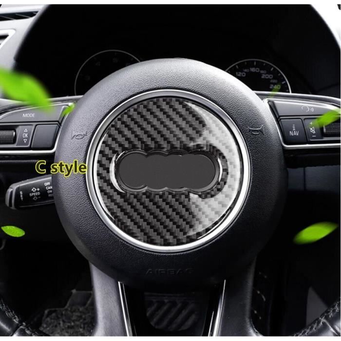 Décoration intérieure,Voiture Volant En Fiber De Carbone Autocollant Logo  Couverture de Cadre Pour Audi A1 A3 A4 A5 A6 A7 - Type B - Cdiscount Auto