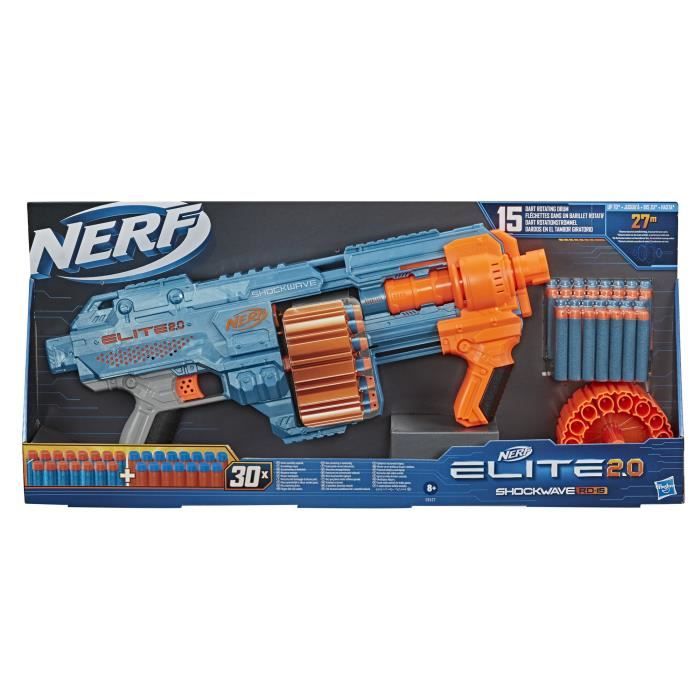 Pistolet à fléchettes NERF Elite 2.0 Shockwave RD-15 - 30 fléchettes  incluses - personnalisable - Cdiscount Jeux - Jouets