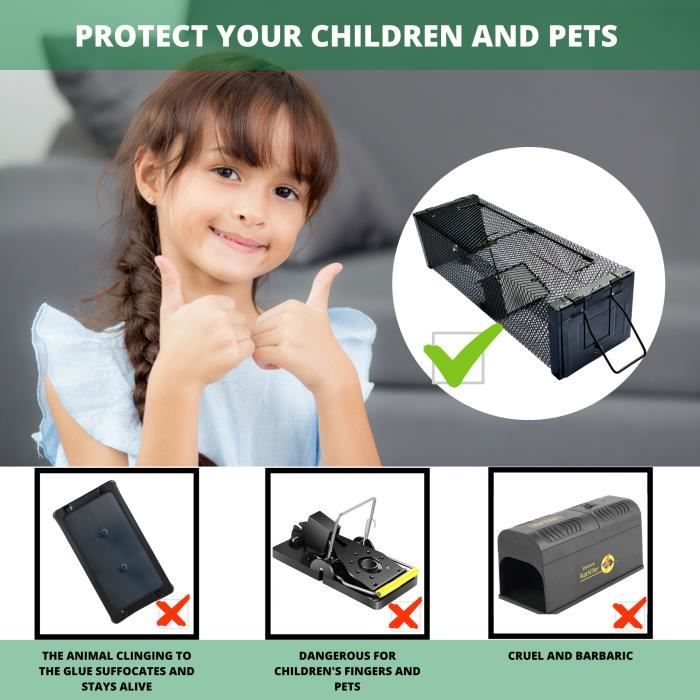 Dokeno 2 Pièces Piège à Souris Et Rats Vivant - Trappe Réutilisable Intérieur Extérieur Sans Appât Visible