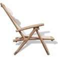 Chaise longue de jardin Bambou - Bains de soleil, Fauteuil de Jardin, Transat jardin - 62 x 86 x (71-91) cm-3