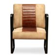 Fauteuil chaise siege lounge design club sofa salon de salon cuir veritable et toile marron-3