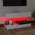 4322Neuve- TV Stand - Table de Salon Moderne,Meuble TV Scandinave,Meuble HI-FI avec lumières LED Blanc brillant 90x35 cm-3