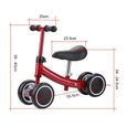 Vélo d'équilibre Draisienne pour enfants 1-2 ans - SURENHAP - Rouge - Fer - 54x45x24cm-3