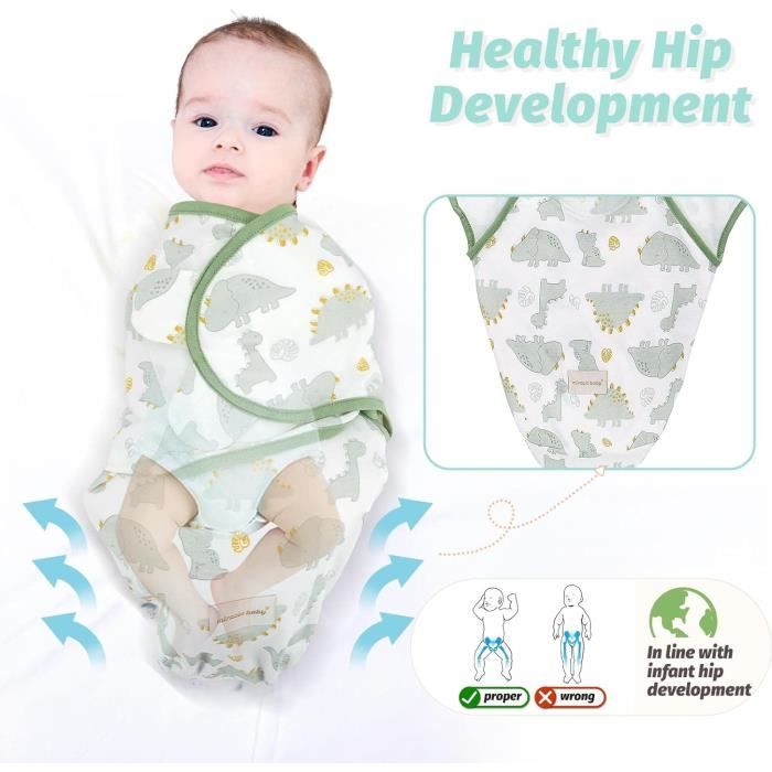 Miracle Baby Couverture Emmaillotage 100% Coton – Confort Et Sécurité Pour Bébé 0-6 Mois