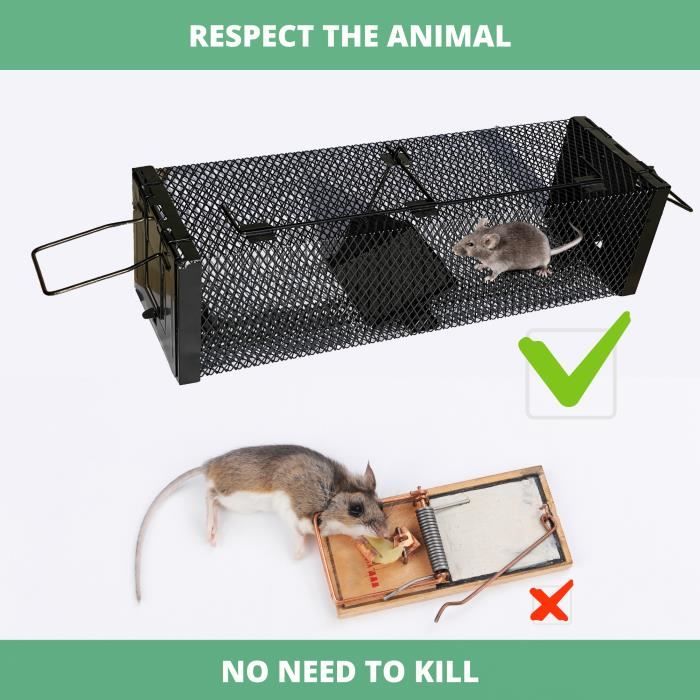 Tapetteà Souris Piège à Souris Vivant Dokeno - Lot De 2 - Sans Appât - Intérieur/extérieur - ABS/métal Piège Rat Sans Appât